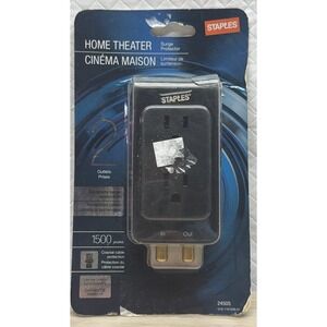 Staples 2 Outlet 1500 Joules Home Theatre Surge Protector Coaxial Cable 24505